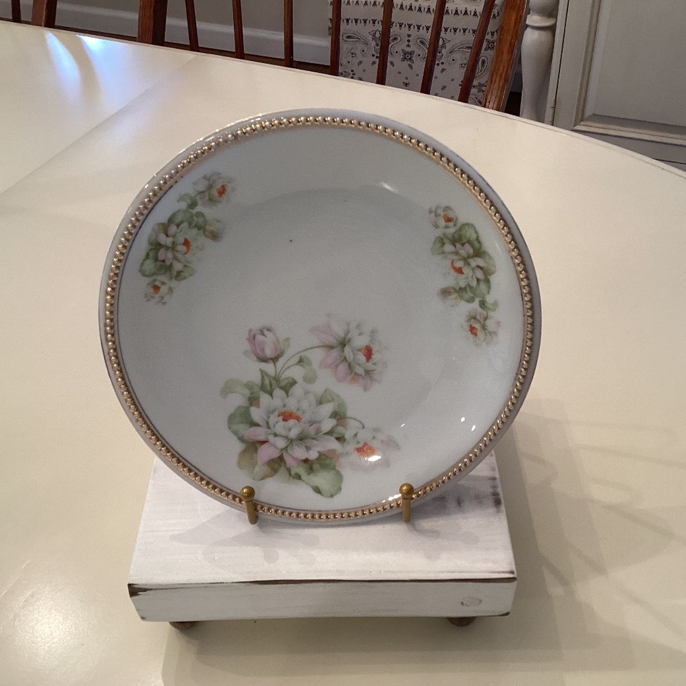 P.K. Silesia (Germany) Floral Gold Beaded Plate